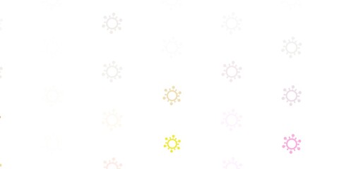 Light Pink, Yellow vector background with covid-19 symbols.