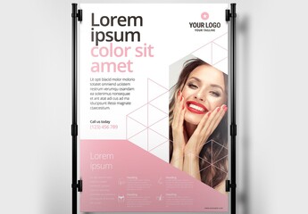 Pink Banner Poster with Cosmetic Style
