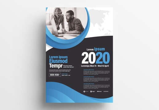 Modern Corporate Business Flyer with Swoosh Element