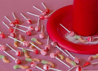 Fototapeta na wymiar lolllipops and candy displayed