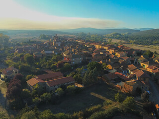 Aerial view in Medieval Town Called Castrillo De Los Polvazares In Spain