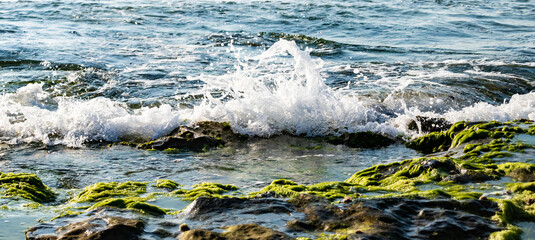 water splash on rocks