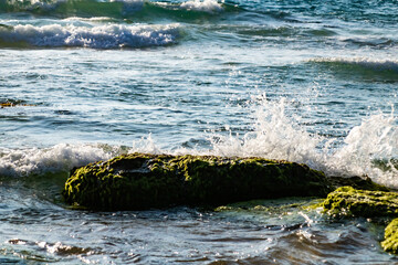 water splash on rocks