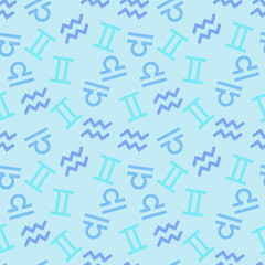 Seamless pattern of colored astrological symbols. Air signs.
