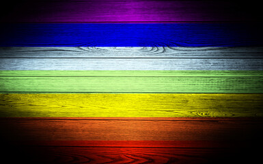 Peace flag background on wooden boards