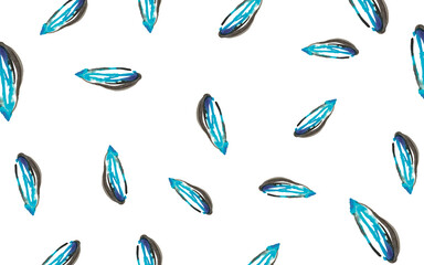 Blue Minimal Print. Black Drawn Design. White Painting Artwork. Bright Grunge Image. Black Elegant Poster. White Drawing Background. Bright Abstract Element.