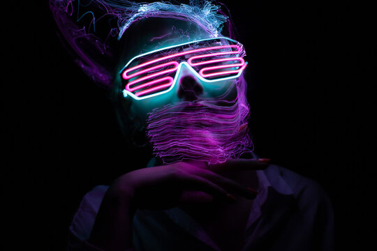 light portrait, new art direction, long exposure photo without photoshop, light drawing at long exposure	
