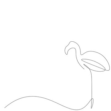 recommend clip art: Flamingo bird one line drawing, vector illustration