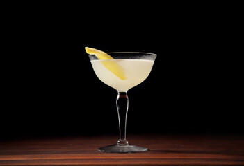 Corpse Reviver No 2, a classic cocktail made with gin, lillet blanc, lemon juice, orange liqueur, and absinthe.