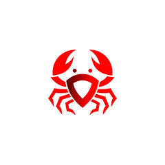 crab vector with shield concept