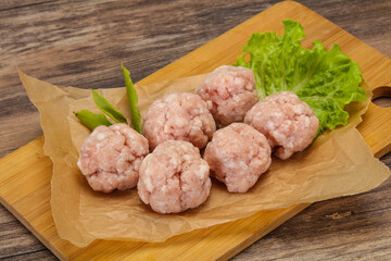 Homemade raw pork minced meatball for cooking