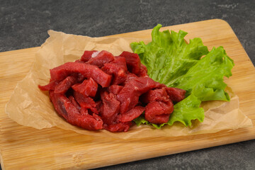 Raw beef meat sliced for cooking