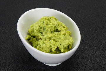 Avocado guacamole sauce with chili pepper
