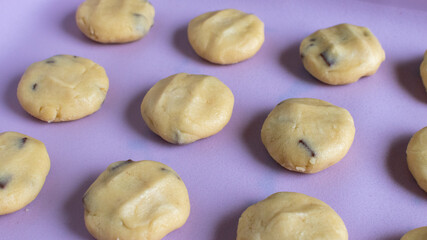 cookie dough on silicone baking mat 