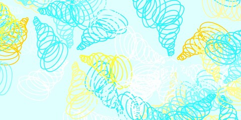 Light blue, yellow vector pattern with curved lines.