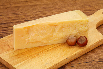 Tasty parmesan cheese with hazel nut