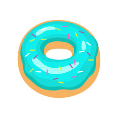 Cartoon donut with glaze, donut icon.