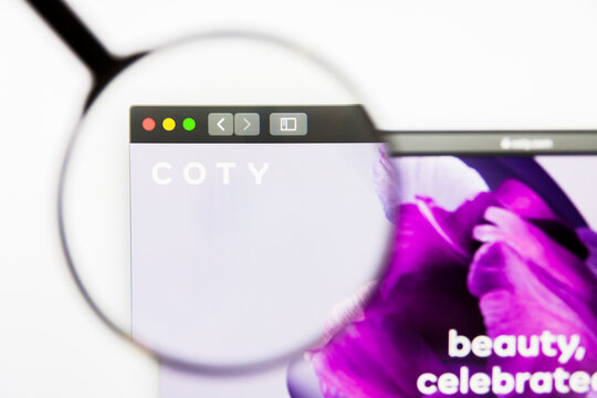 Los Angeles, California, USA - 13 March 2019: Illustrative Editorial, Coty website homepage. Coty logo visible on display screen
