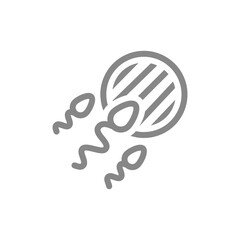 Egg and sperm line icon. Biological human incompatibility symbol