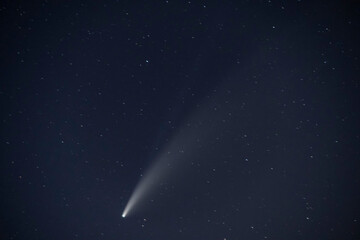 viewpoints at night, comet NEOWISE from the Vilasouto reservoir in Galicia, Spain