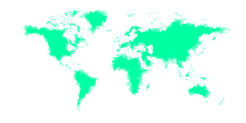 World map watercolor green splash isolated on white background illustration