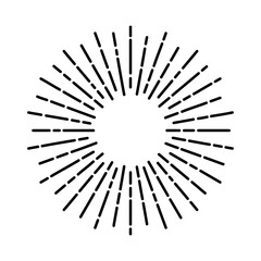 Obraz premium Vector illustration of light rays, sunburst. Vintage style element, round frame.