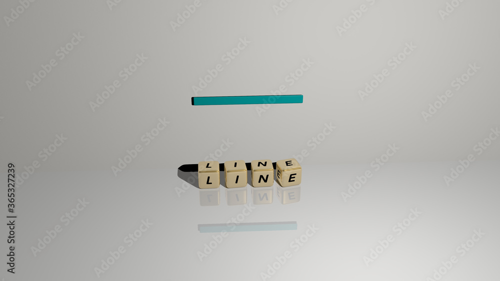 Poster 3d graphical image of line vertically along with text built by metallic cubic letters from the top p