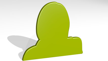 WOMAN stand with shadow. 3D illustration of metallic sculpture over a white background with mild texture. beautiful and young