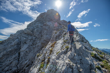 hiker on top of mountain