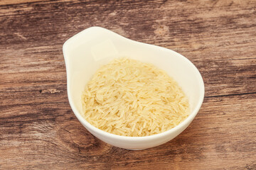 Raw basmati rice in the bowl