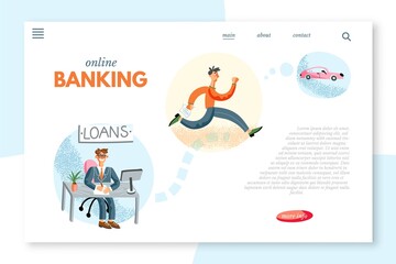 Fototapeta na wymiar Online banking loan service vector landing page
