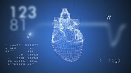 Human heart futuristic medical hologram 3d illustration.