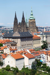 Obraz premium Prague City with gothic Castle and the green Nature from the Hill Petrin, Czech Republic