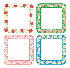 roses ornament in squares - vector frames with flowers
