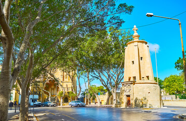 In shady street of Floriana, Malta