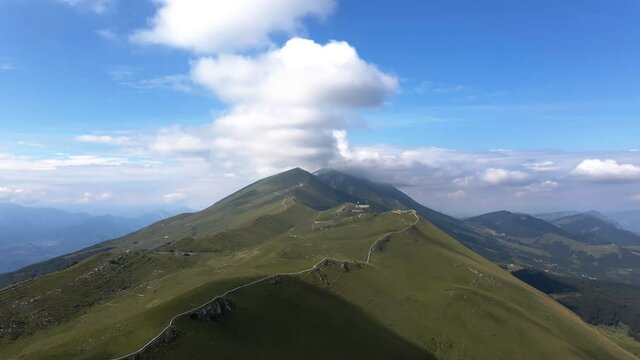 Beautiful aerial view of the mountains and hills of Monte Baldo in Lessinia Italy