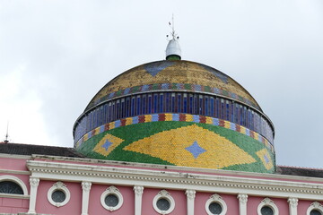 Cupola of the Amazon theatre Manaus, famous landmark of the capital of the state of Amazonas, Brazil