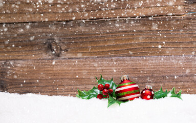 christmas ball on snow
