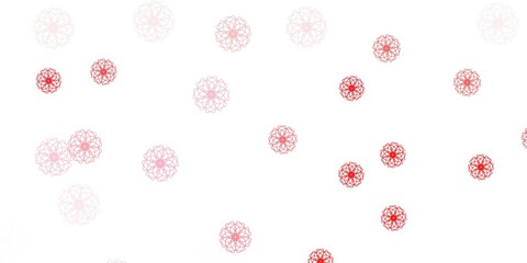 Light red vector doodle pattern with flowers.