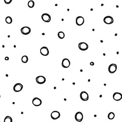 Doodle circles seamless pattern. Black dots texture background.