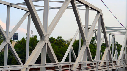 Modern, Steel, lattice structure of the Railway bridge -close up.