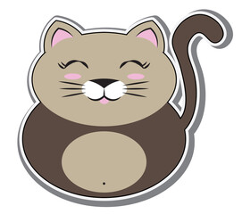 cute kawaii cat sticker, volume with shadow; can use for print, apps or web. staff for baby shower party