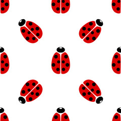 Red coccinellidae icon isolated seamless pattern on white background. Vector