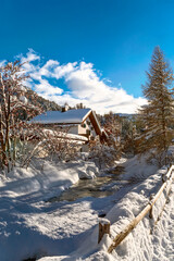 Winterlandschaft in Sils-Maria, Oberengadin, Graubünden, Schweiz