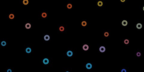 Dark blue, yellow vector backdrop with virus symbols.