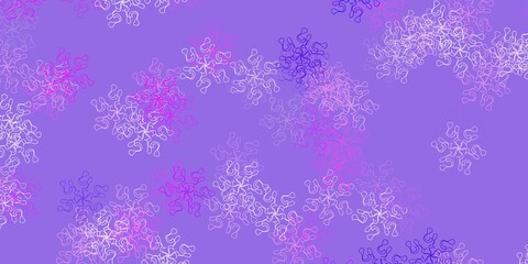 Light purple, pink vector doodle template with flowers.