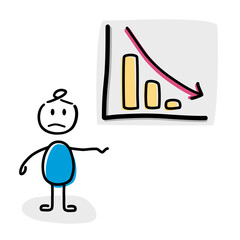 Strichmännchen vor einer Graphik.  Erklärt Rendite und Verlust. Veränderbare Vektor Grafik anpassbar und veränderbar für jeden Zweck.