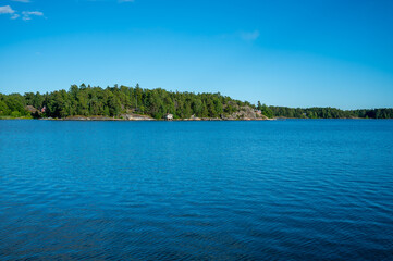 A view of a Finnish archipelago in Helsinki during a sunny summer day.