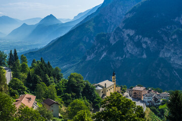Fototapeta na wymiar Scenic landscape of Italian Alps in Trentino Alto Adige, Trento Province, Italy