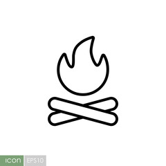 Bonfire vector icon. Camping and Hiking sign